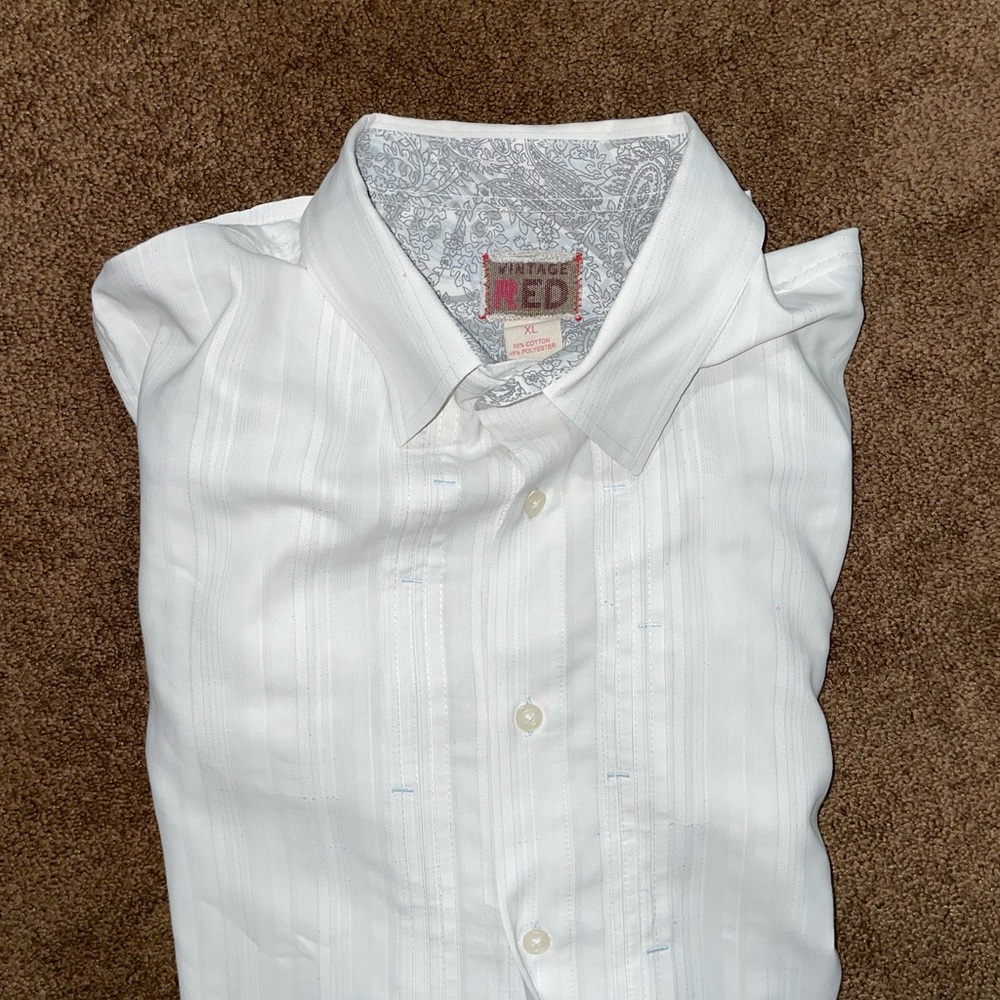 Red White Casual Button Down Shirt